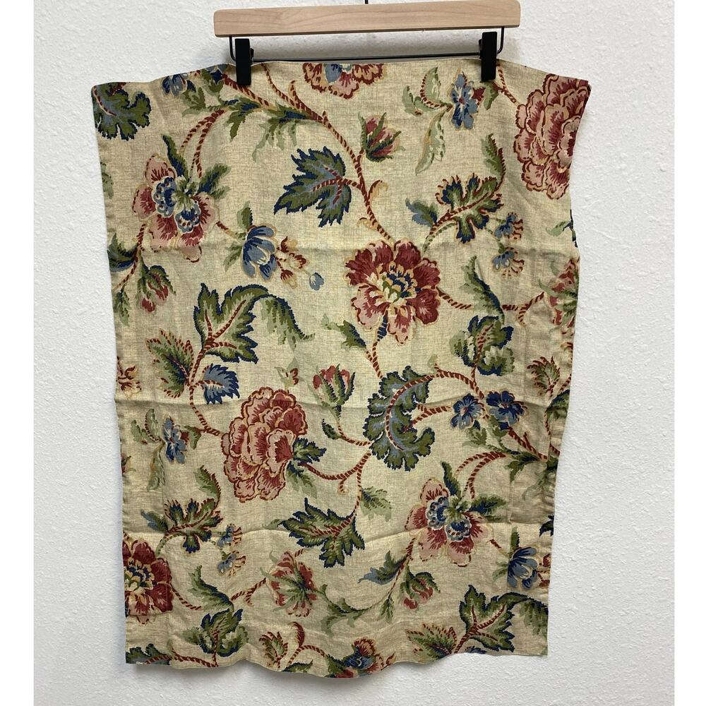 Cuddledown 100% Linen Beige Jacobean Floral Standard Pillow Shams Set of 2, EUC